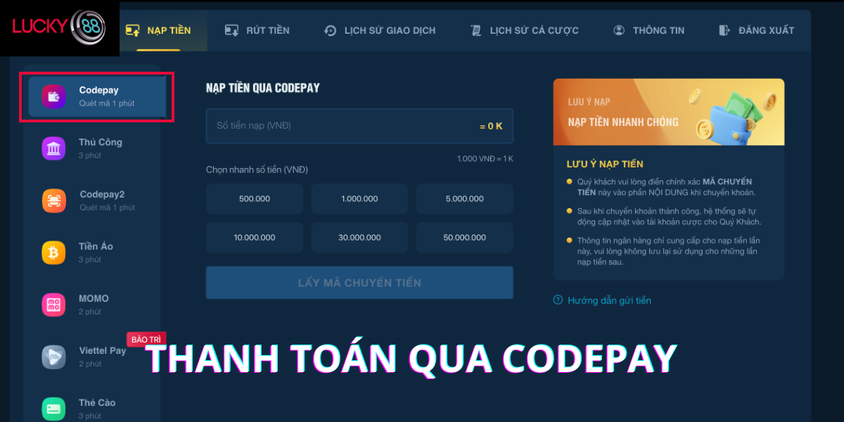 Thanh toán qua Codepay